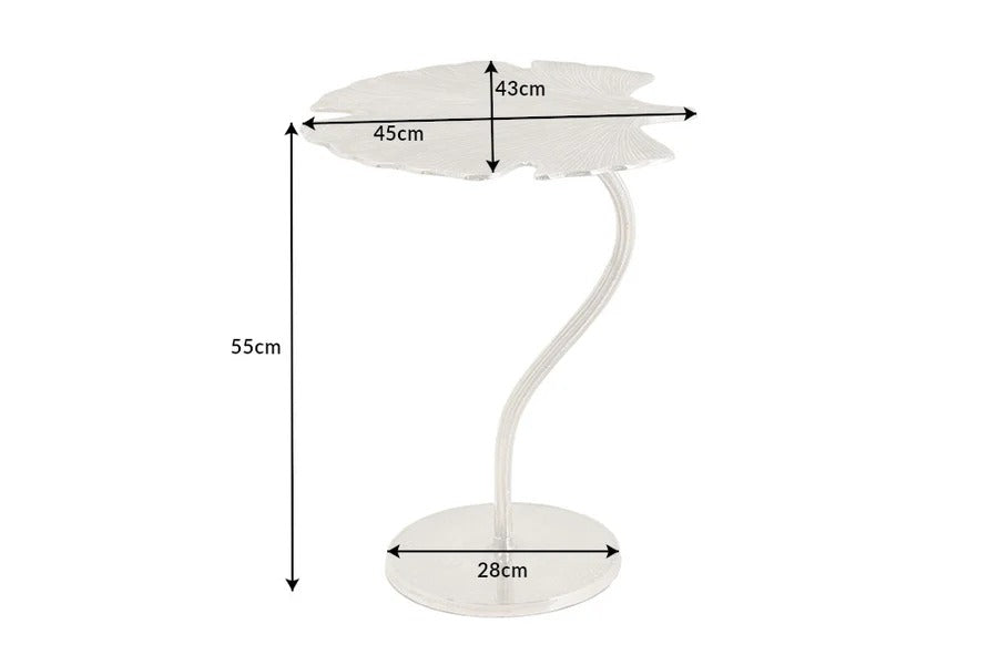 Side Table Ginkgo 55cm Metal Silver