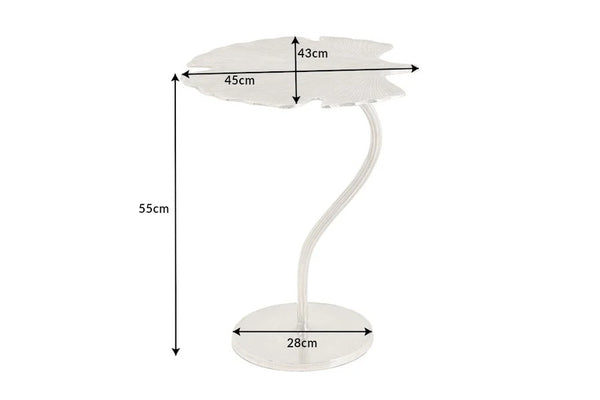 Side Table Ginkgo 55cm Metal Silver