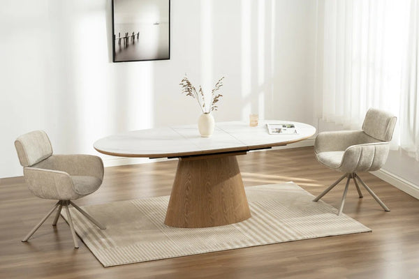 Extendable Dining Table Unique 160-200cm Ceramic White