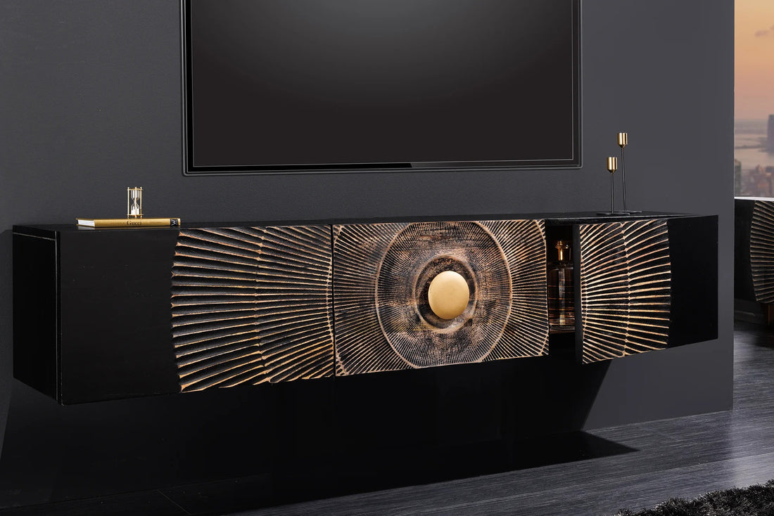 Floating TV Stand Golden Eye 160cm Mango Wood Black
