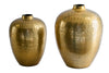 Set Of 2 Vases Oriental 27cm/32cm Hammered Metal Gold