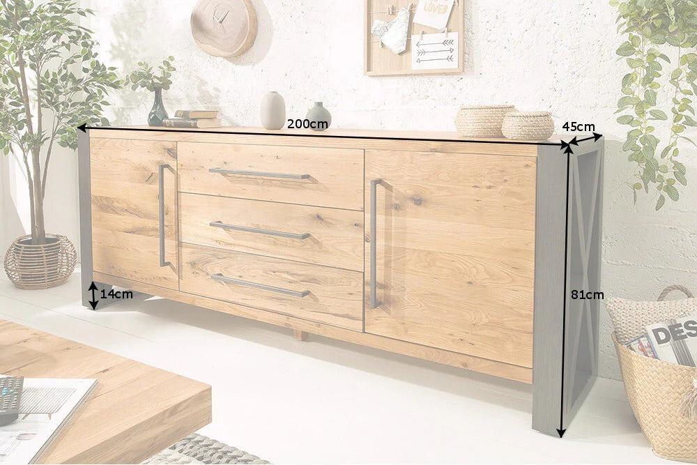 Sideboard Viking 200cm Wild Oak Wood Natural