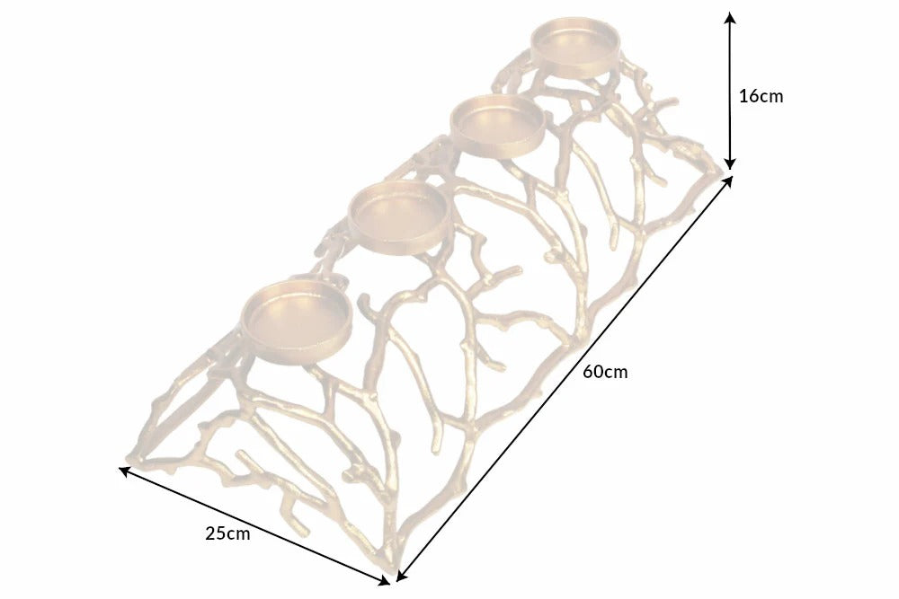 Candle Holder Abstract 60cm Metal Gold For 4 Candles