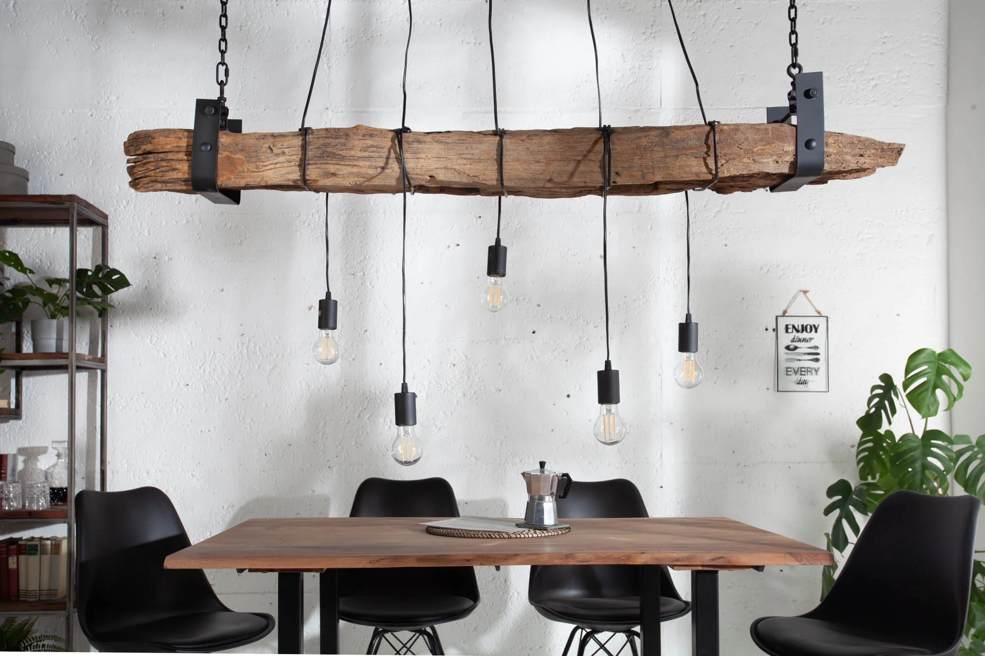 Hanging Lamp Barracuda 152cm Recycled Wood Brown