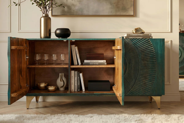 Sideboard Golden Eye 140cm Mango Wood Turquoise