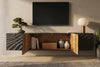Floating TV Stand Fossil 200cm Mango Wood Black