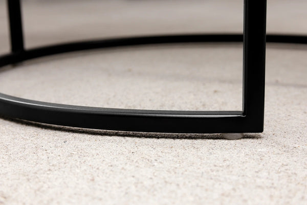 Set Of 2 Round Side Tables Elements 45cm/55cm Marble Grey