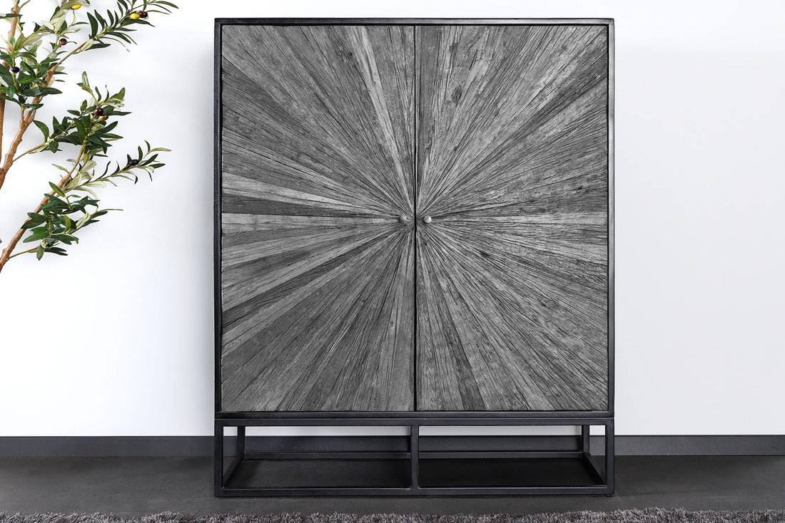 Cabinet Barracuda 120cm Mango Wood Black Teak Wood Grey