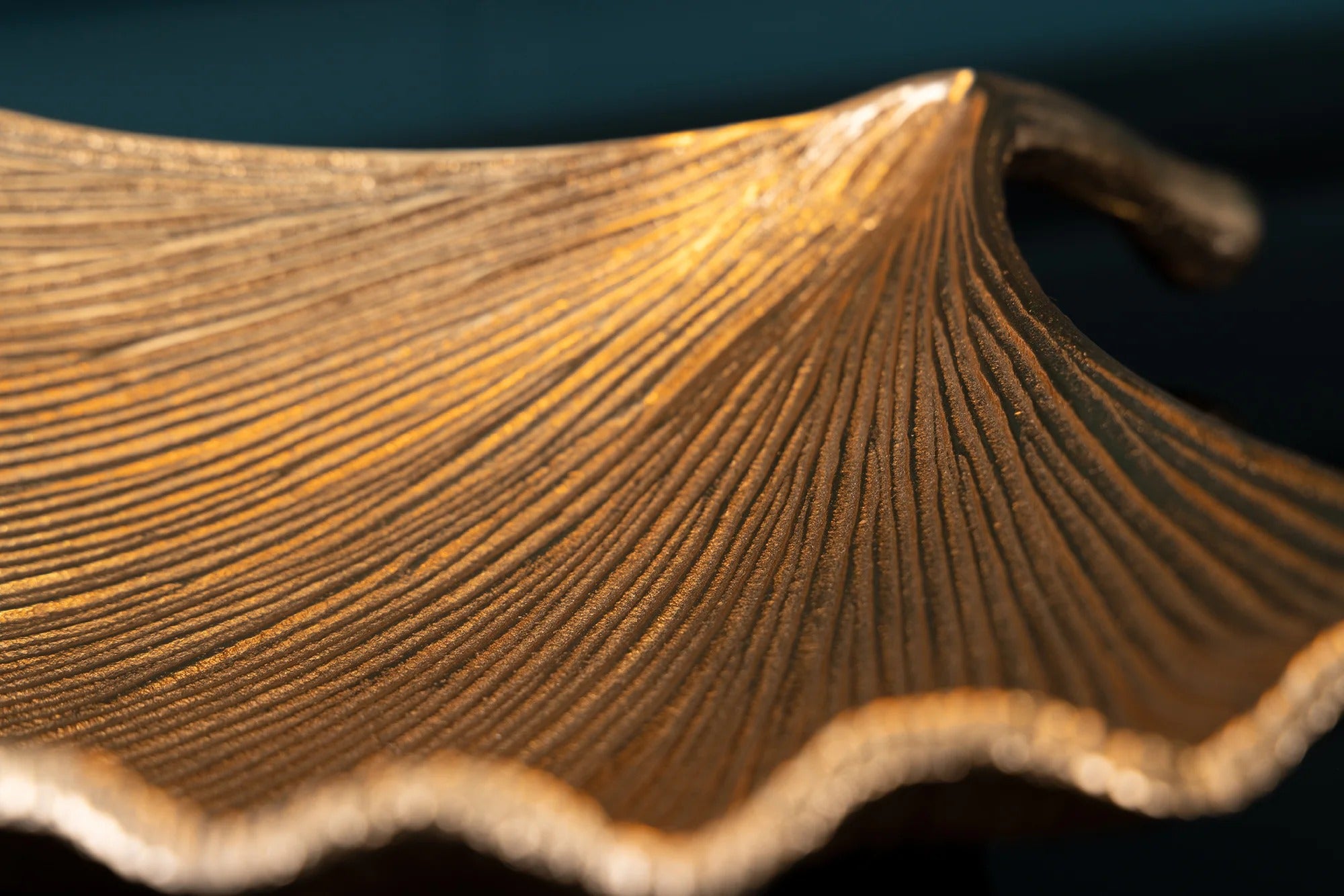 Decorative Bowl Ginkgo 33cm Metal Gold