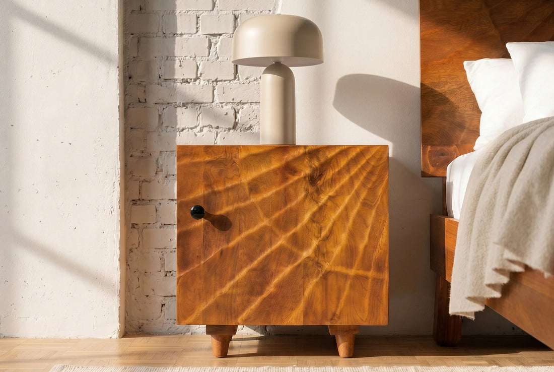 Bedside Table Fossil 50cm Mango Wood Brown