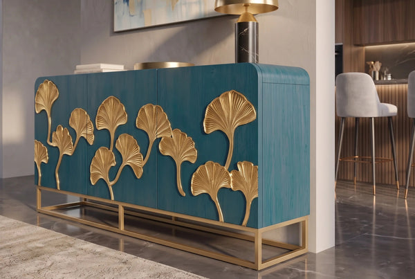 Sideboard Ginkgo 160cm Mango Wood Turquoise