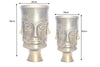 Set Of 2 Vases Face 38cm Metal Antique Brass Look