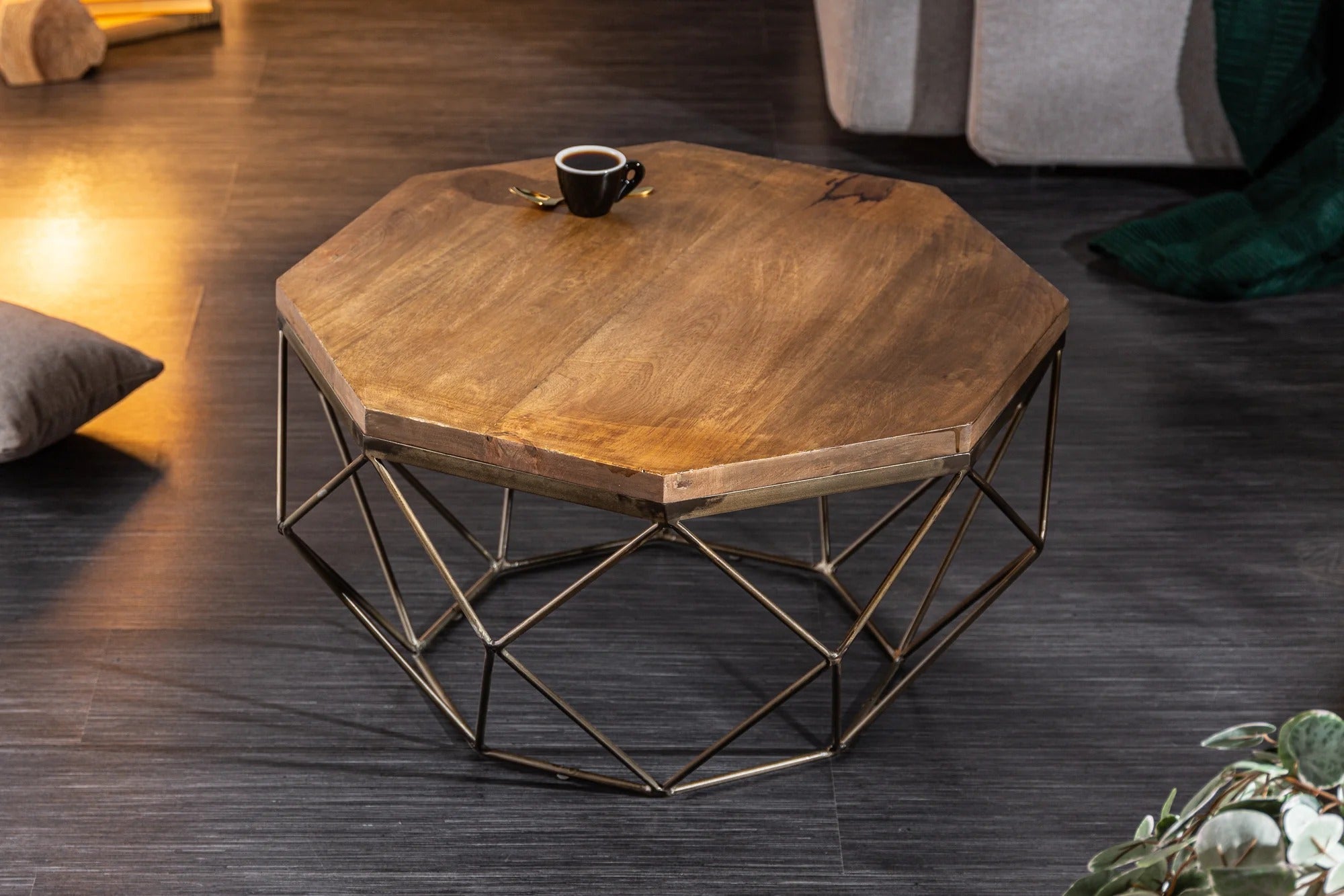 Round Coffee Table Diamond 70cm Mango Wood Brown