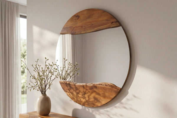 Mirror Living Edge 102cm Acacia Wood Natural