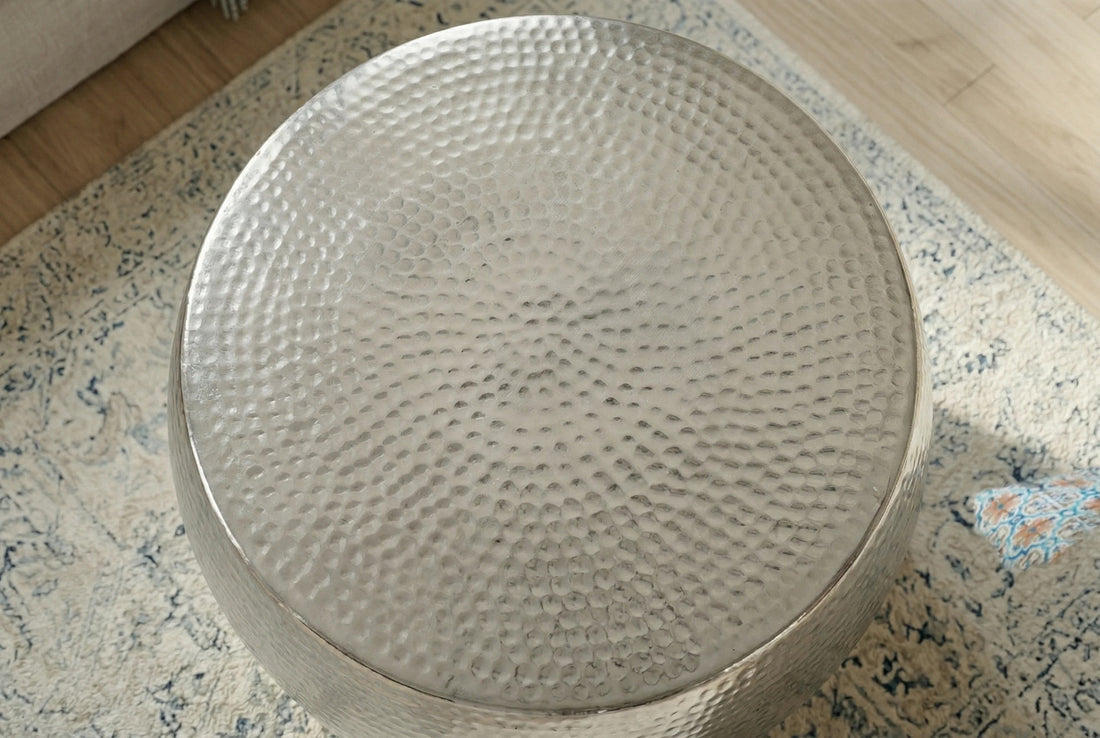 Round Coffee Table Orient 60cm Metal Silver