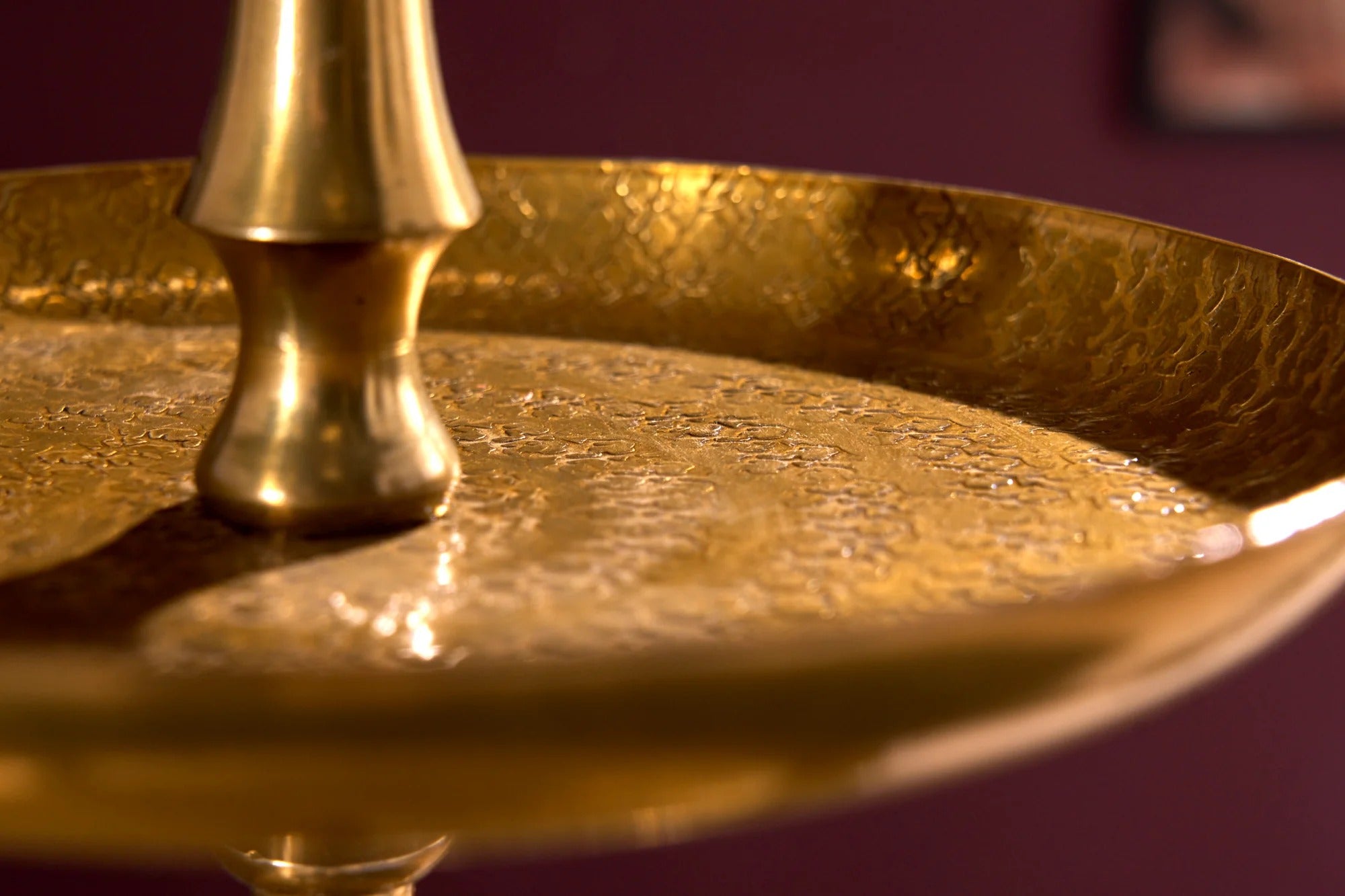 Three Tier Cake Stand Orient 65cm Hammered Metal Gold