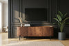 TV Stand Adlon 160cm Mango Wood Brown 3D Effect