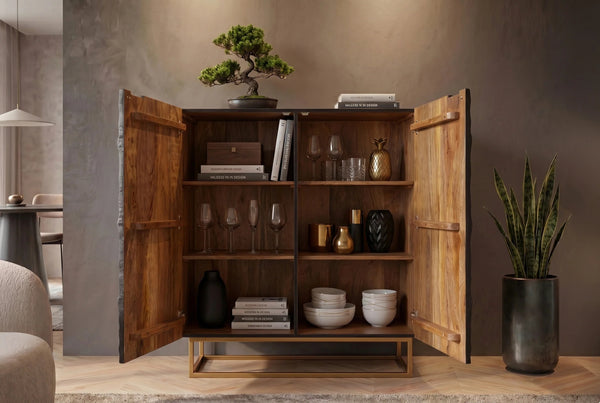 Cabinet Fossil 120cm Mango Wood Black
