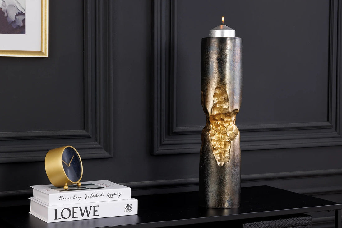 Decorative Vase Precious 40cm Metal Black Gold