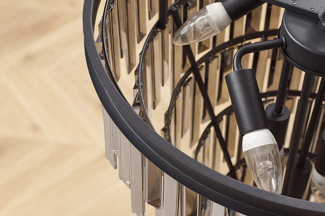 Chandelier Crystal 52cm Glass Grey