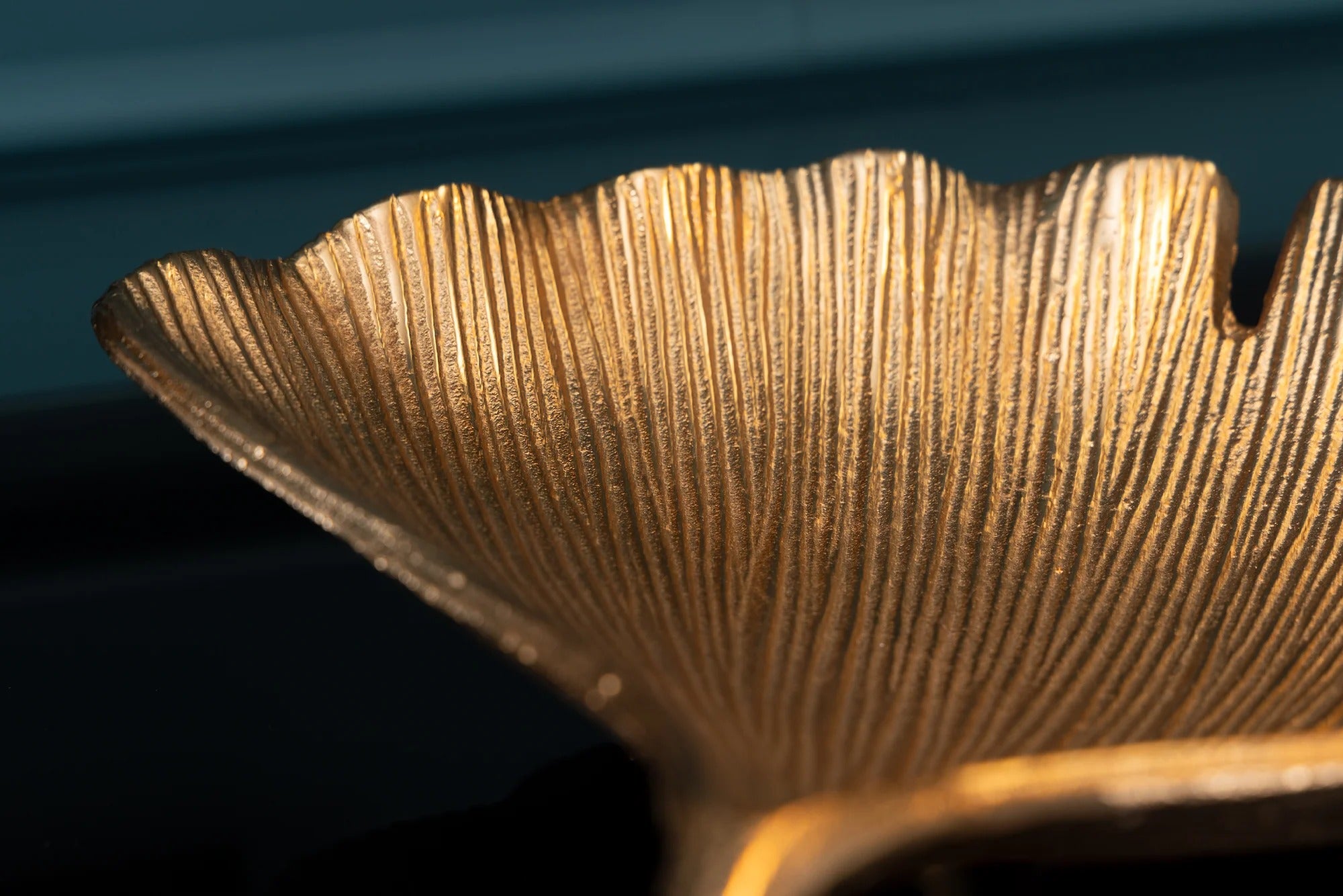 Decorative Bowl Ginkgo 42cm Metal Gold