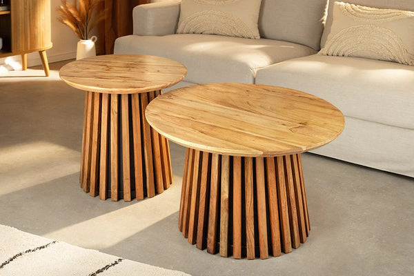 Set Of Two Coffee Tables Yoko 50cm/70cm Acacia Wood Natural