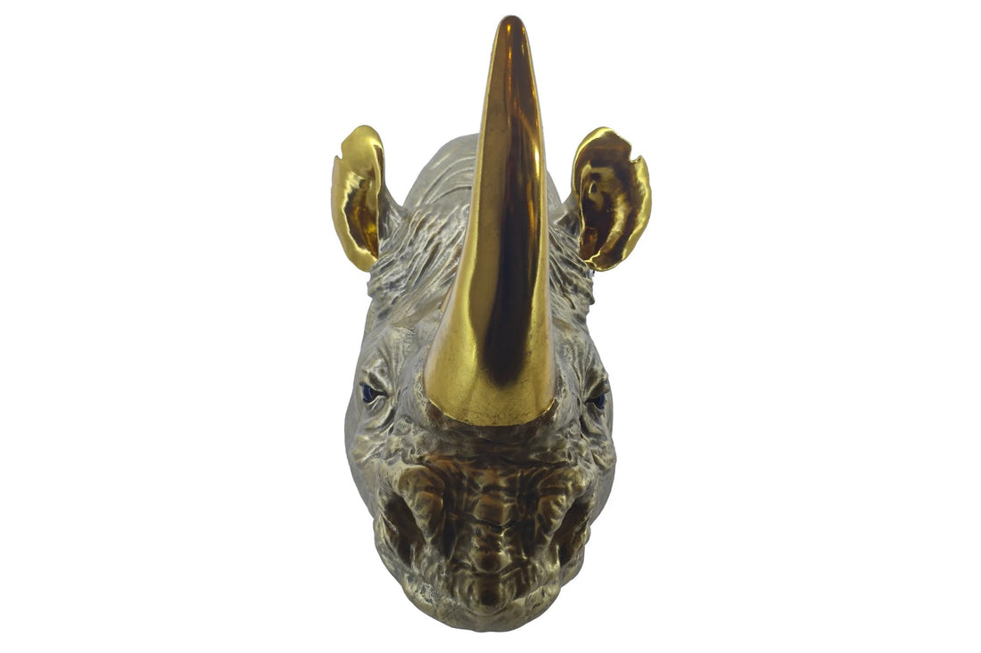 Wall Decoration Rhino 62cm Polyresin Gold