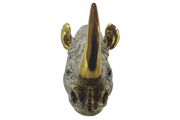Wall Decoration Rhino 62cm Polyresin Gold