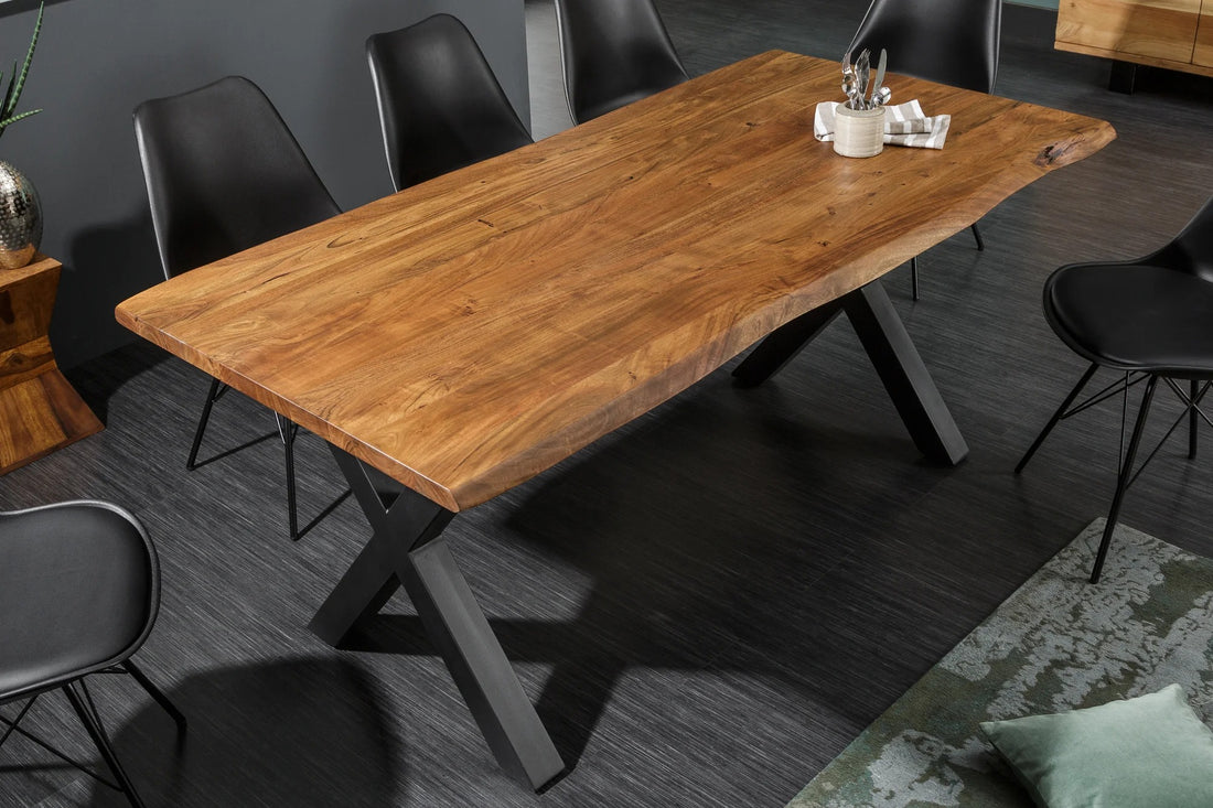 Dining Table Monolith 160cm Acacia Wood Honey X-Frame