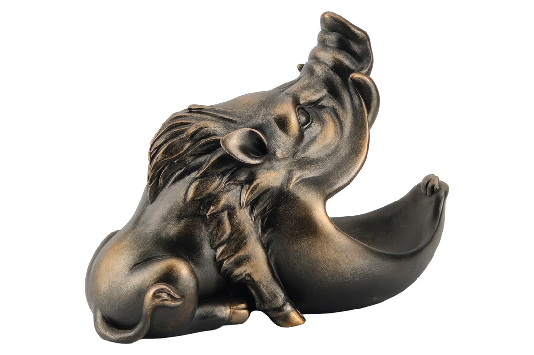 Decoration Sculpture Warthog 32cm Polyresin Bronze