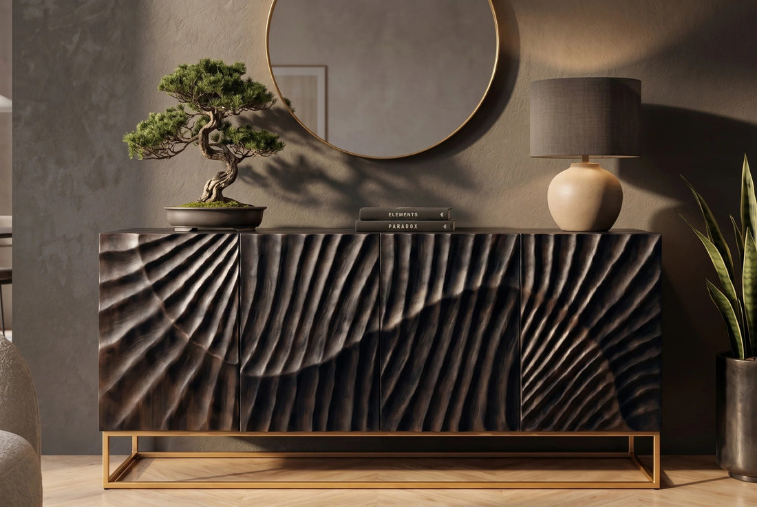 Sideboard Fossil 177cm Mango Wood Black