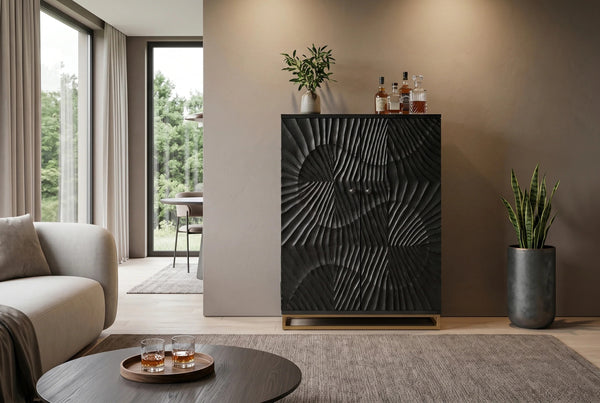Bar Cabinet Fossil 141cm Mango Wood Black