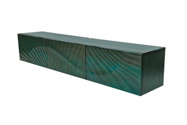 Floating TV Stand Fossil 160cm Mango Wood Turquoise 3D Effect