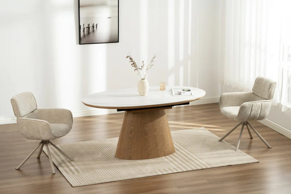 Extendable Dining Table Unique 160-200cm Ceramic White