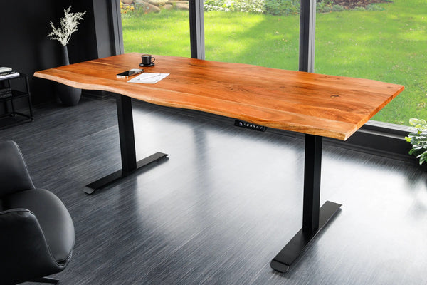 Height-Adjustable Desk Monolith 140cm Acacia Wood Natural