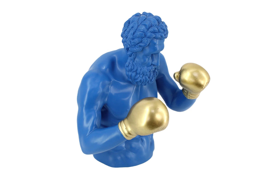 Decoration Figurine Boxer 47cm Polyresin Blue Gold