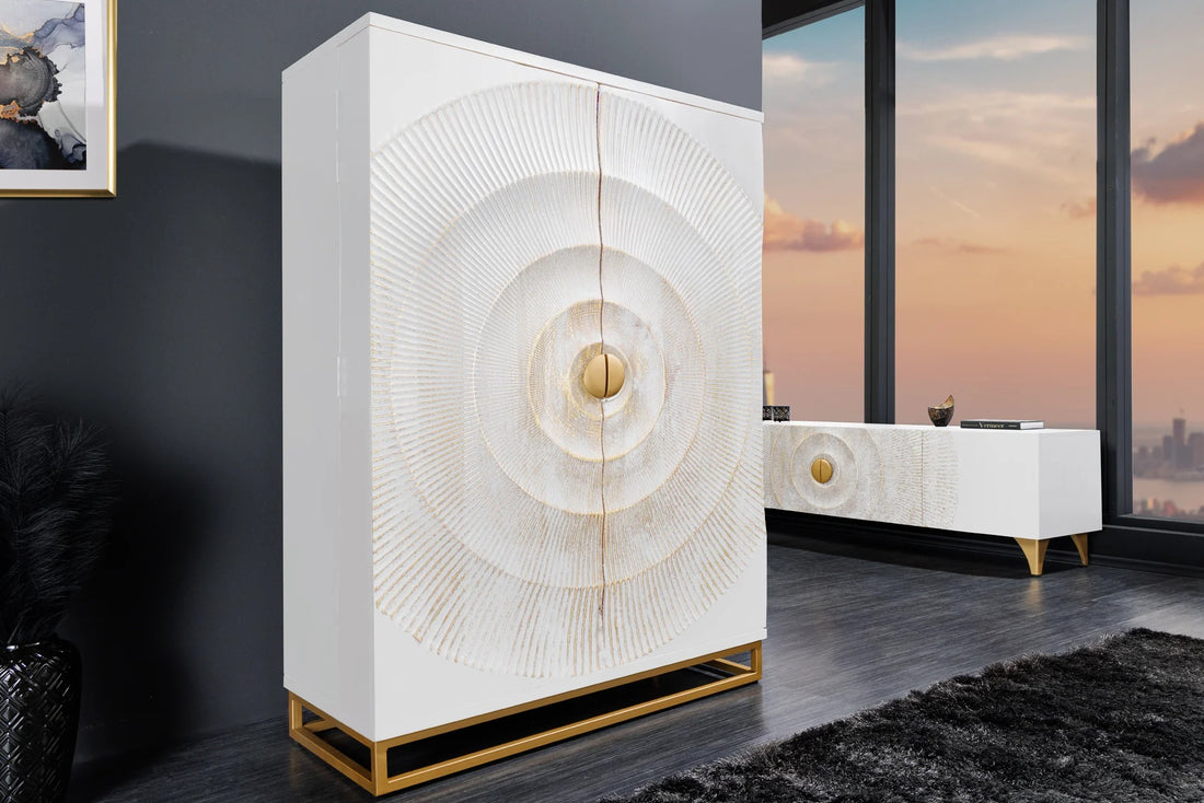 Bar Cabinet Golden Eye 140cm Mango Wood White