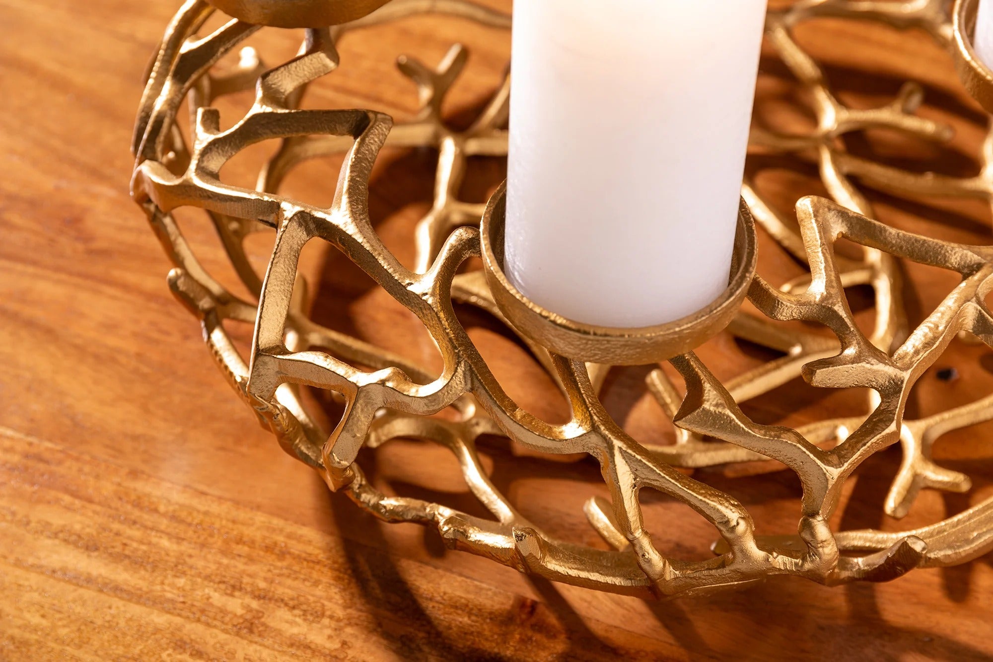 Candle Holder Abstract 38cm Metal Gold