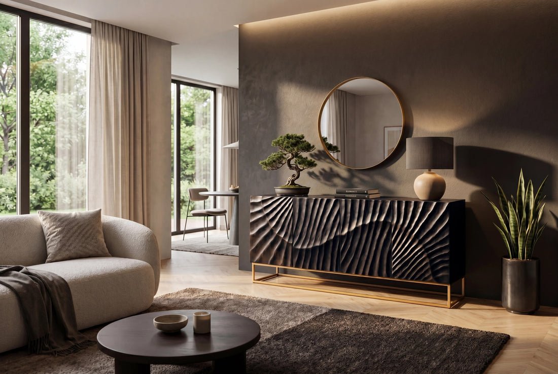 Sideboard Fossil 177cm Mango Wood Black