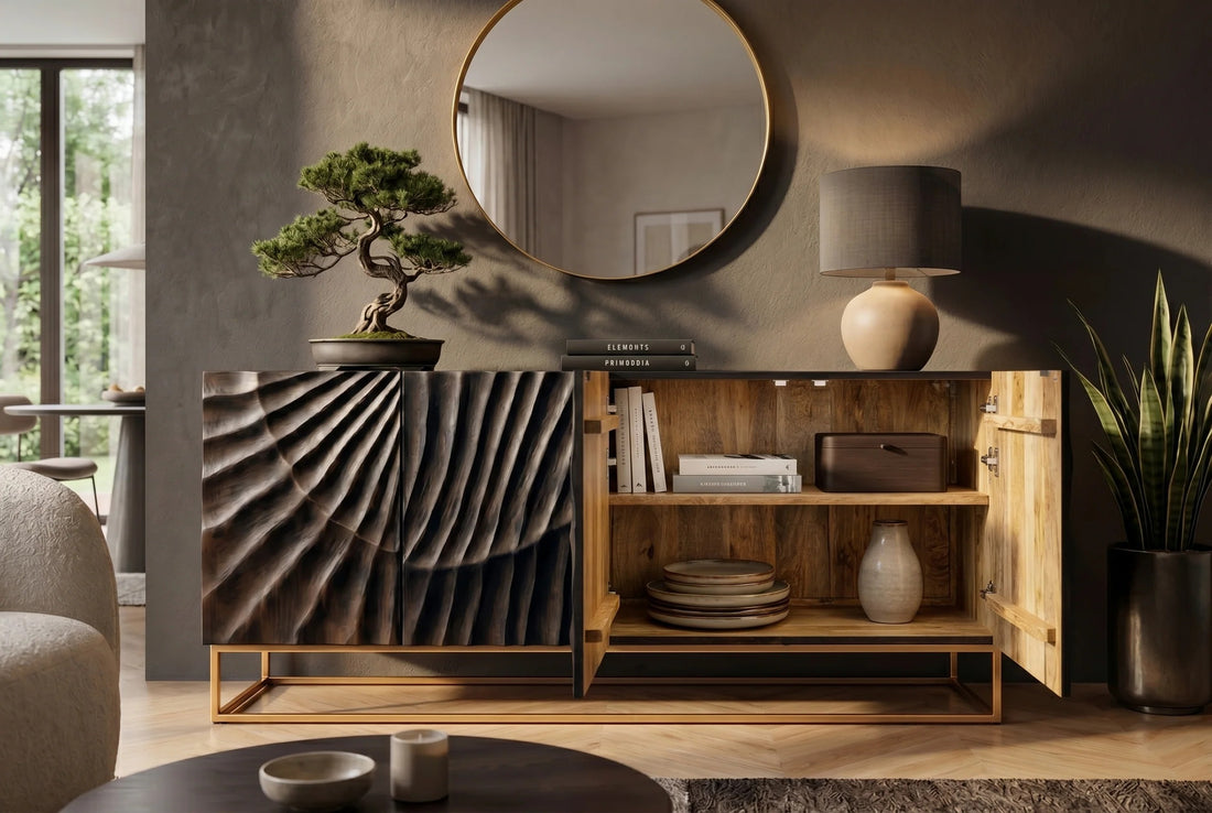 Sideboard Fossil 177cm Mango Wood Black