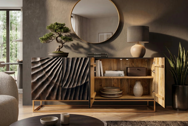 Sideboard Fossil 177cm Mango Wood Black