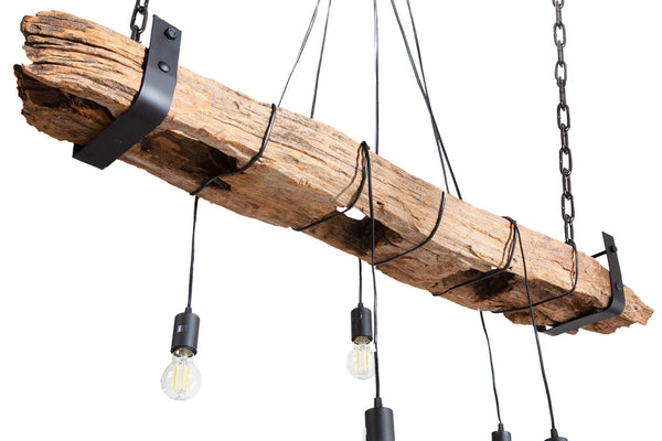 Hanging Lamp Barracuda 152cm Recycled Wood Brown