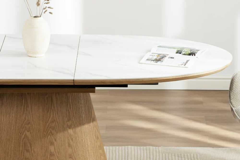 Extendable Dining Table Unique 160-200cm Ceramic White