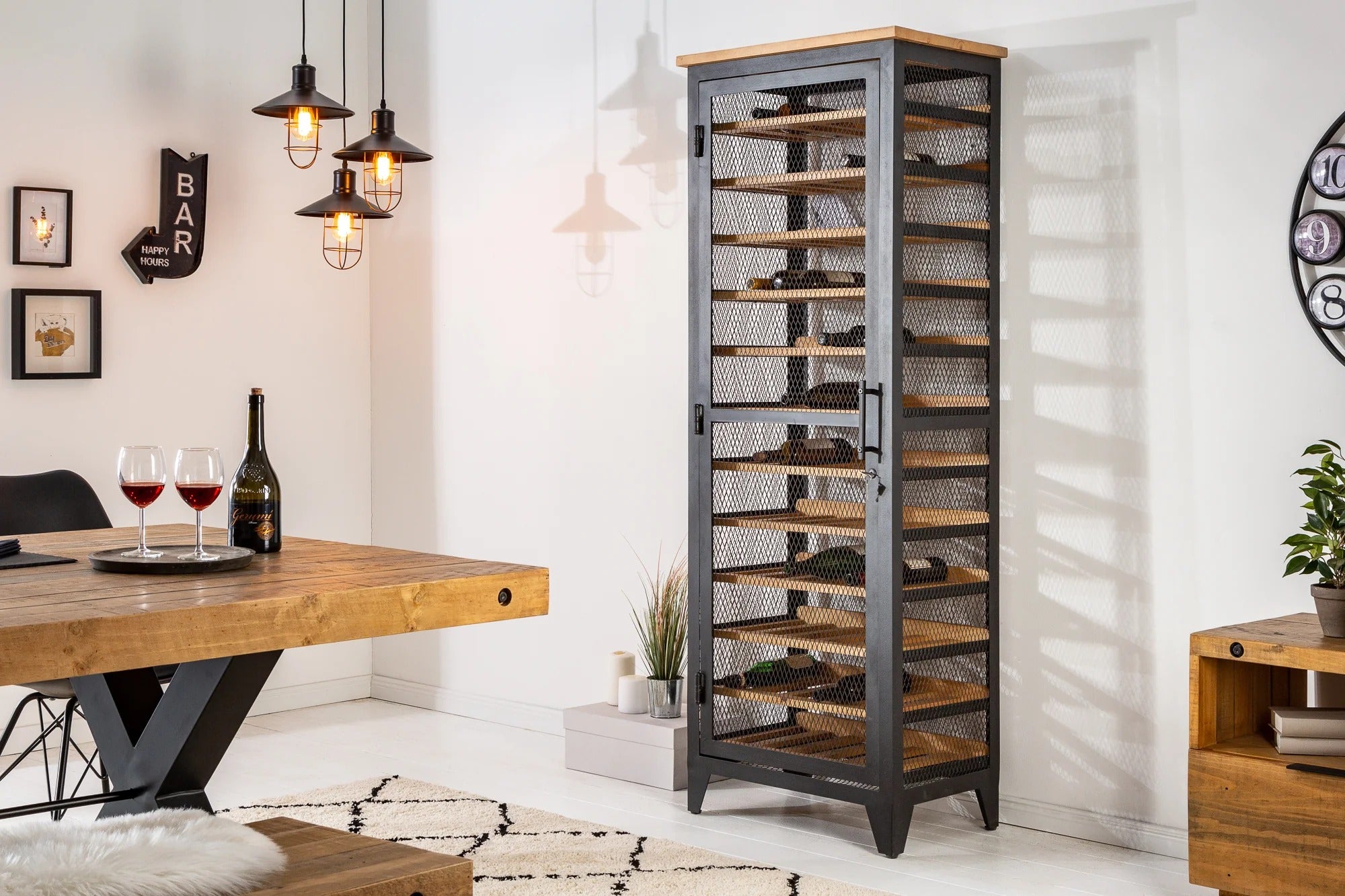 Wine Cabinet Connoisseur 184cm Pine Wood Natural