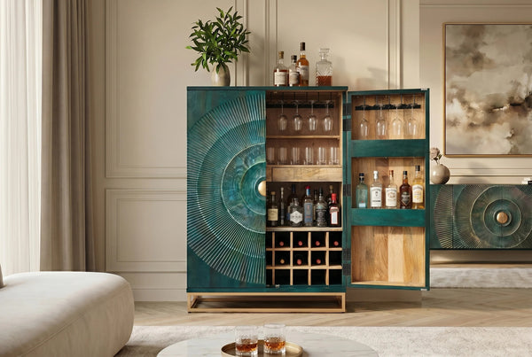 Bar Cabinet Golden Eye 140cm Mango Wood Turquoise