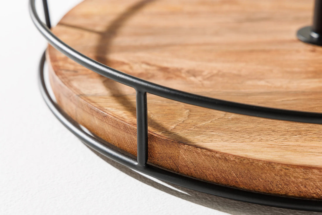 Two Tier Cake Stand Pure Nature 38cm Mango Wood Natural