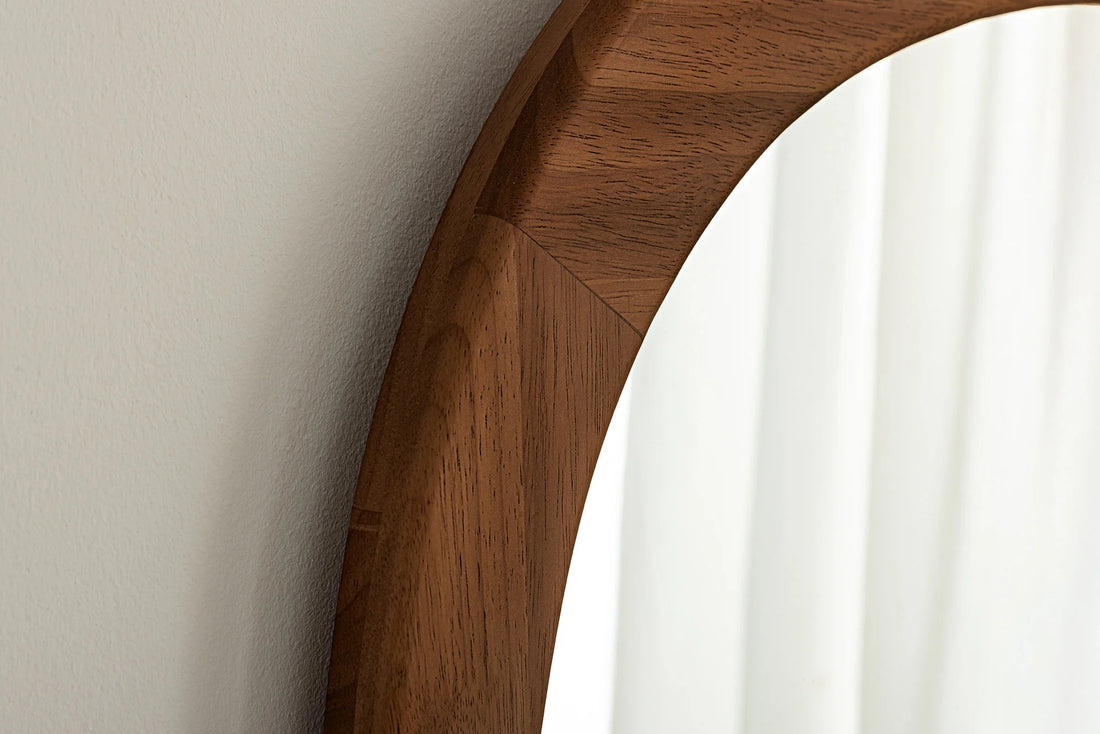 Wall Mirror Organic 122cm Walnut Look Brown