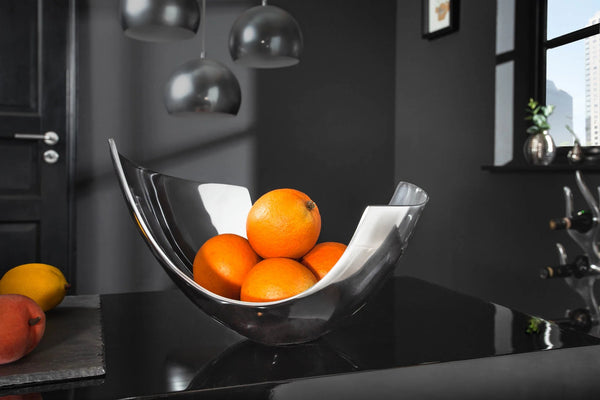 Decorative Bowl Abstract 35cm Polished Metal Silver