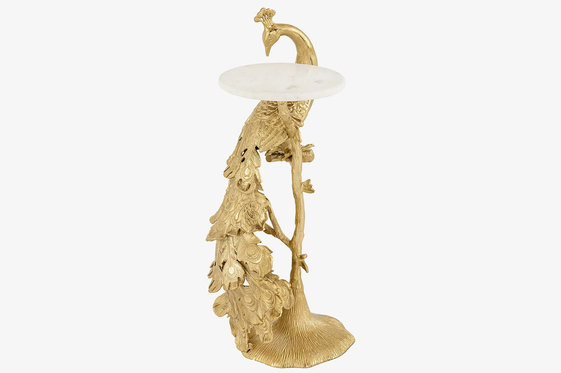 Side Table Peacock 75cm Metal Gold
