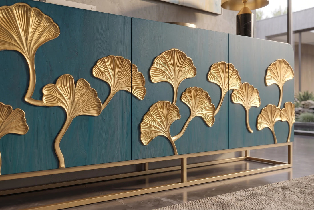 Sideboard Ginkgo 160cm Mango Wood Turquoise